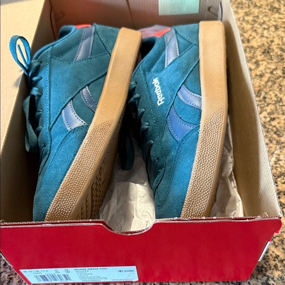 Reebok Smash Edge Unisex Tennis Shoes - Teal and Blue unisex